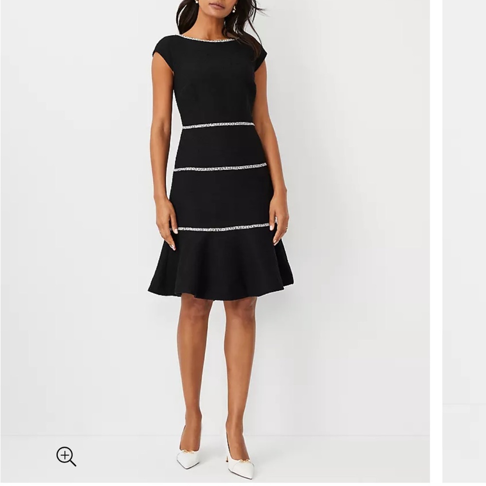 Petite Tweed Tiered Flare Dress